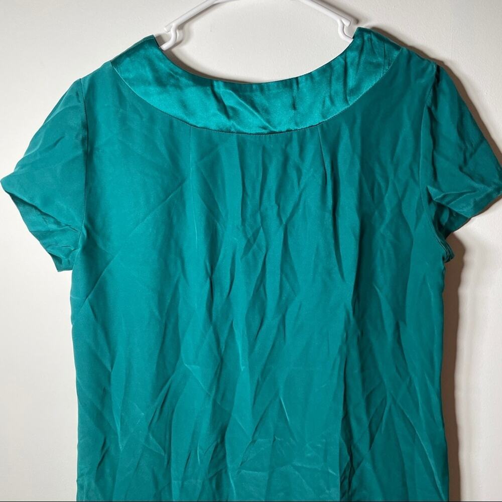 What Goes Around Comes Around Short Sleeve Green Silk‎ Dress M - Picture 5 of 12
